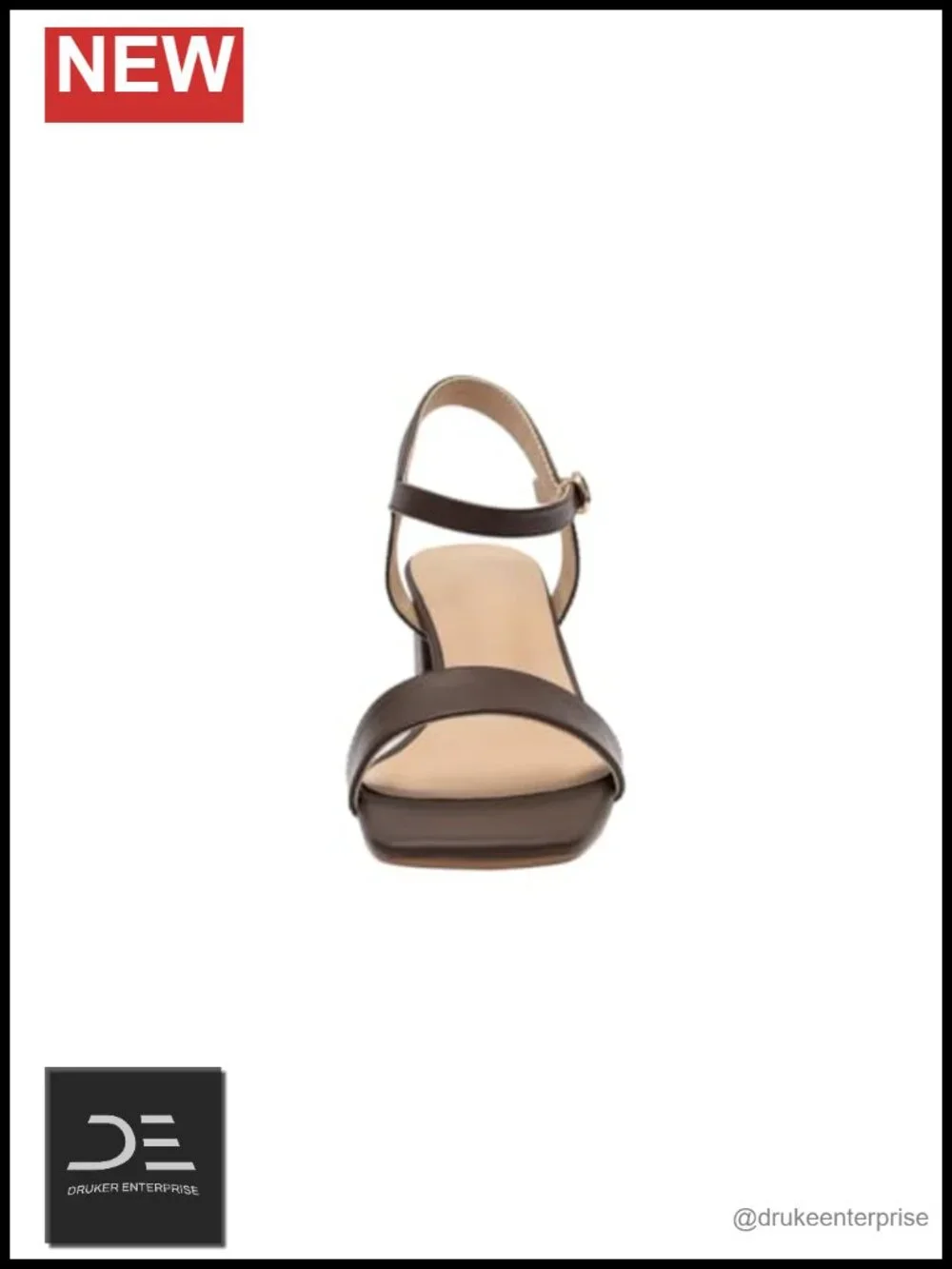Women's 2 Inch Block Heel Leather Ankle Strap Sandals Square Toe